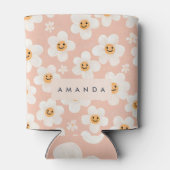 Monogram Gepersonaliseerde Glimlach Daisy Bloemenp Blikjeskoeler (Achterkant)