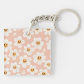 Monogram Gepersonaliseerde Glimlach Daisy Bloemenp Sleutelhanger (Achterkant)