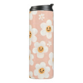 Monogram Gepersonaliseerde Glimlach Daisy Bloemenp Thermosbeker (Gedraaid links)