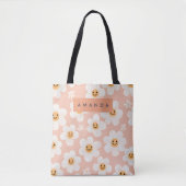 Monogram Gepersonaliseerde Glimlach Daisy Bloemenp Tote Bag (Voorkant)