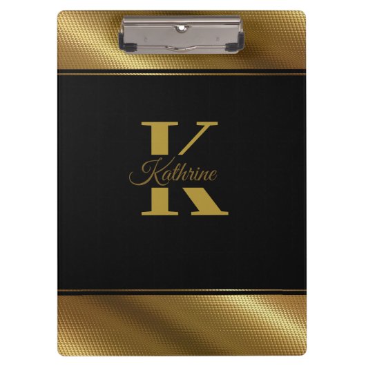 Monogram gepersonaliseerde gouden klembord (Voorkant)