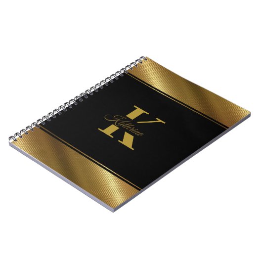 Monogram gepersonaliseerde gouden notitieboek (Linkerzijde)