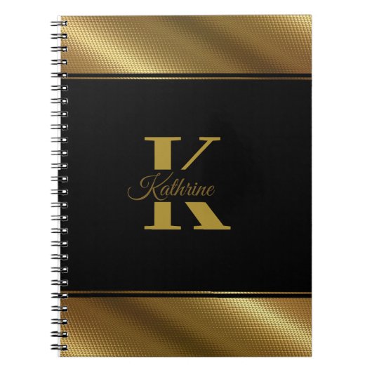 Monogram gepersonaliseerde gouden notitieboek (Voorkant)