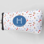 Monogram gepersonaliseerde instrumentele arts golfheadcover (Voorkant)