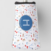Monogram gepersonaliseerde instrumentele arts golfheadcover (Draai 90)