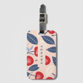 Monogram gepersonaliseerde kersen- en bladpatroon bagagelabel (Voorkant (verticaal))