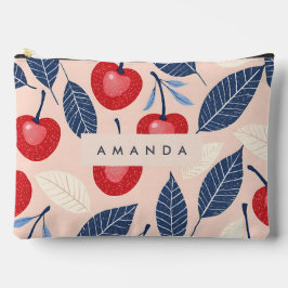 Monogram gepersonaliseerde kersen- en bladpatroon etui