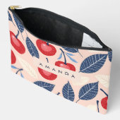 Monogram gepersonaliseerde kersen- en bladpatroon etui (Open)