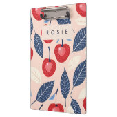 Monogram gepersonaliseerde kersen- en bladpatroon klembord (Links)