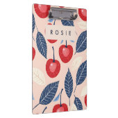 Monogram gepersonaliseerde kersen- en bladpatroon klembord (Rechts)