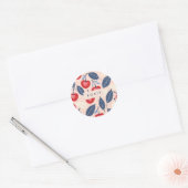 Monogram gepersonaliseerde kersen- en bladpatroon ronde sticker (Envelop)