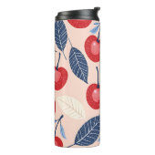 Monogram gepersonaliseerde kersen- en bladpatroon thermosbeker (Gedraaid links)