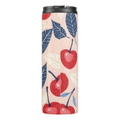Monogram gepersonaliseerde kersen- en bladpatroon thermosbeker (Achterkant)