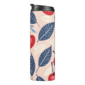 Monogram gepersonaliseerde kersen- en bladpatroon thermosbeker (Geroteerd rechts)