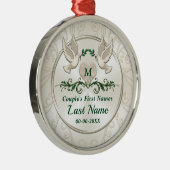 Monogram, gepersonaliseerde kerstkerstversieringen metalen ornament (Rechts)