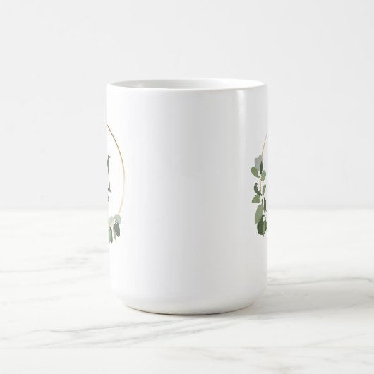 Monogram Gepersonaliseerde Kerstmis Moderne krans Koffiemok (Center)