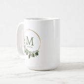 Monogram Gepersonaliseerde Kerstmis Moderne krans Koffiemok (Voorkant links)