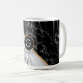 Monogram gepersonaliseerde Letter Marble Coffee Mo Koffiemok (Voorkant rechts)