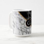 Monogram gepersonaliseerde Letter Marble Coffee Mo Koffiemok (Voorkant links)