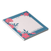 Monogram gepersonaliseerde moderne Floral Blue Nam Notitieblok (Schuin)