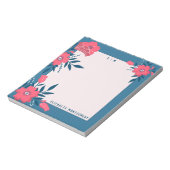 Monogram gepersonaliseerde moderne Floral Blue Nam Notitieblok (Linkerzijde)