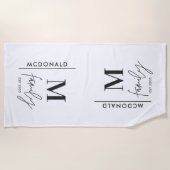 Monogram gepersonaliseerde moderne minimale chique strandlaken (Voorkant)