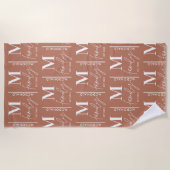 Monogram gepersonaliseerde moderne minimale roestf strandlaken (Voorkant)