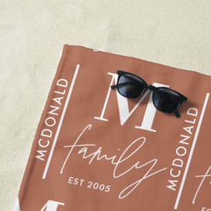 Monogram gepersonaliseerde moderne minimale roestf strandlaken