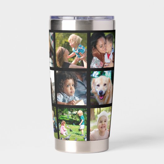 Monogram gepersonaliseerde moderne multi fotocolla geïsoleerde drinkbeker (Achterkant)