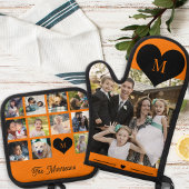 Monogram gepersonaliseerde moderne multi fotocolla ovenwant & pannenlap set