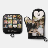 Monogram gepersonaliseerde moderne multi fotocolla ovenwant & pannenlap set (Voorkant)