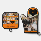 Monogram gepersonaliseerde moderne multi fotocolla ovenwant & pannenlap set (Voorkant)