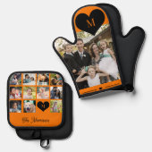 Monogram gepersonaliseerde moderne multi fotocolla ovenwant & pannenlap set (Voorkant / Achterkant)