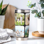 Monogram Gepersonaliseerde Naam 6 Fotocollage Geïsoleerde Drinkbeker