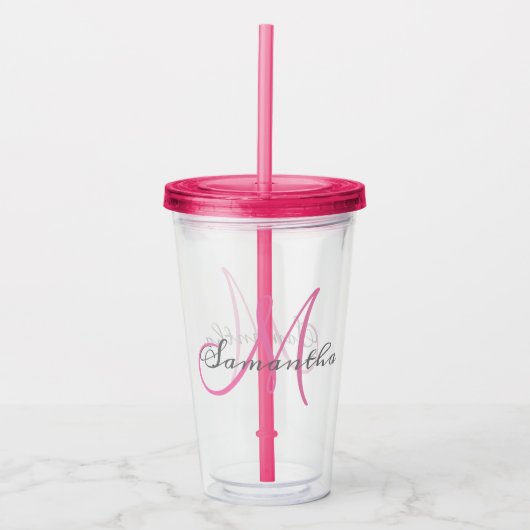 Monogram Gepersonaliseerde Naam Acryl Drinkbeker (Voorkant)