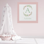 Monogram Gepersonaliseerde Naam Imitatie Canvas Print<br><div class="desc">Voeg dit mooie baby gepersonaliseerde wandcanvas toe aan de kinderkamer van baby. Ideaal voor een cadeau voor baby shower of baby die thuis komt. Zachte kleuren van groene en inktvis. Pas uw eigen speciale monogram en naam aan. 100% klanttevredenheid met "Zazzle" elke dag.</div>
