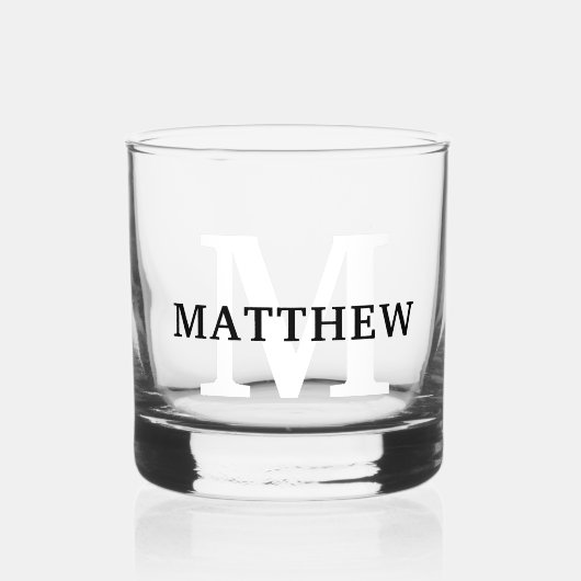 MONOGRAM GEPERSONALISEERDE NAAM INITIAAL CUSTOM WHISKY GLAS (Voorkant)