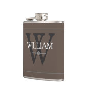 Monogram Gepersonaliseerde Naam Klassieke Tan Heupfles (Links)