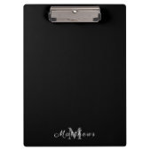 Monogram Gepersonaliseerde Naam Zwart Klembord (Voorkant)