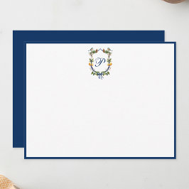 Monogram Gepersonaliseerde Platte Nota Kaart Notitiekaartje