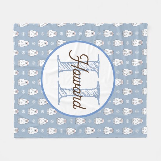 Monogram gepersonaliseerde polar beer fleece deken (Voorkant (Horizontaal))
