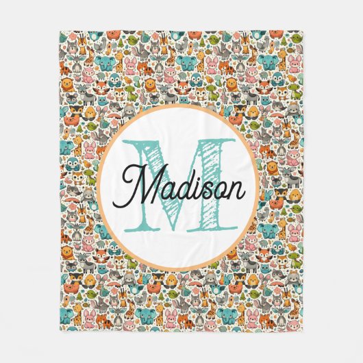 Monogram gepersonaliseerde regenboog fleece deken (Voorkant)