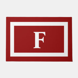 Monogram Gepersonaliseerde Rode Witte Familie Deurmat