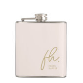Monogram Gepersonaliseerde Roze Goud Chic Bachelor Heupfles (Voorkant)