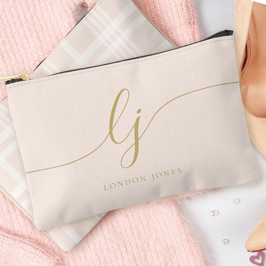 Monogram Gepersonaliseerde Roze Goud Initiaal Naam Etui