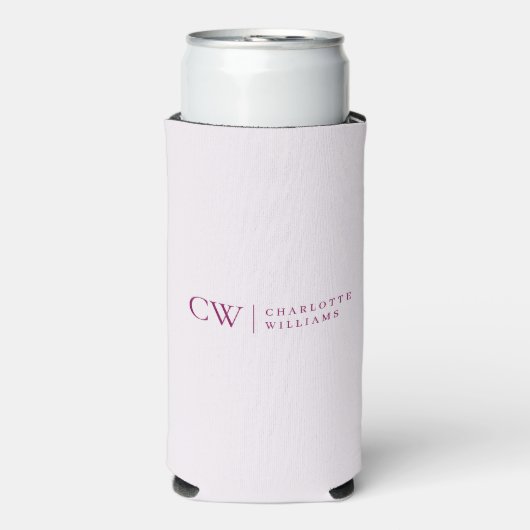 Monogram gepersonaliseerde roze Initiaal Koelbox Seltzer Blikjeskoeler (Seltzer Voorkant)