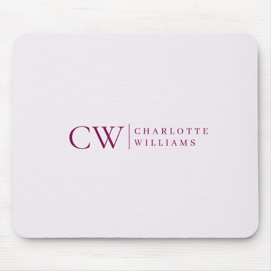 Monogram gepersonaliseerde roze Initiaal Muismat (Voorkant)