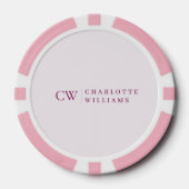 Monogram Gepersonaliseerde Roze Initiaal Poker Chi Chips (Voorkant)