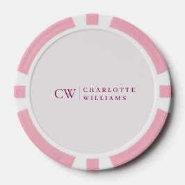 Monogram Gepersonaliseerde Roze Initiaal Poker Chi Poker Chips