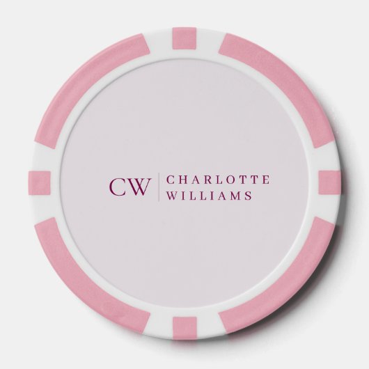 Monogram Gepersonaliseerde Roze Initiaal Poker Chi Poker Chips (Voorkant)